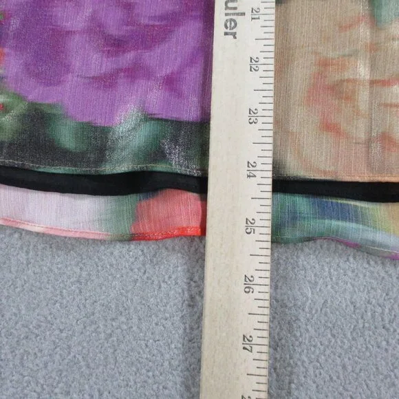 UNGARO Ariel Foiled Garden Blouse Womens XS Apricot Multi Floral Print NWT $595 - Picture 10 of 11